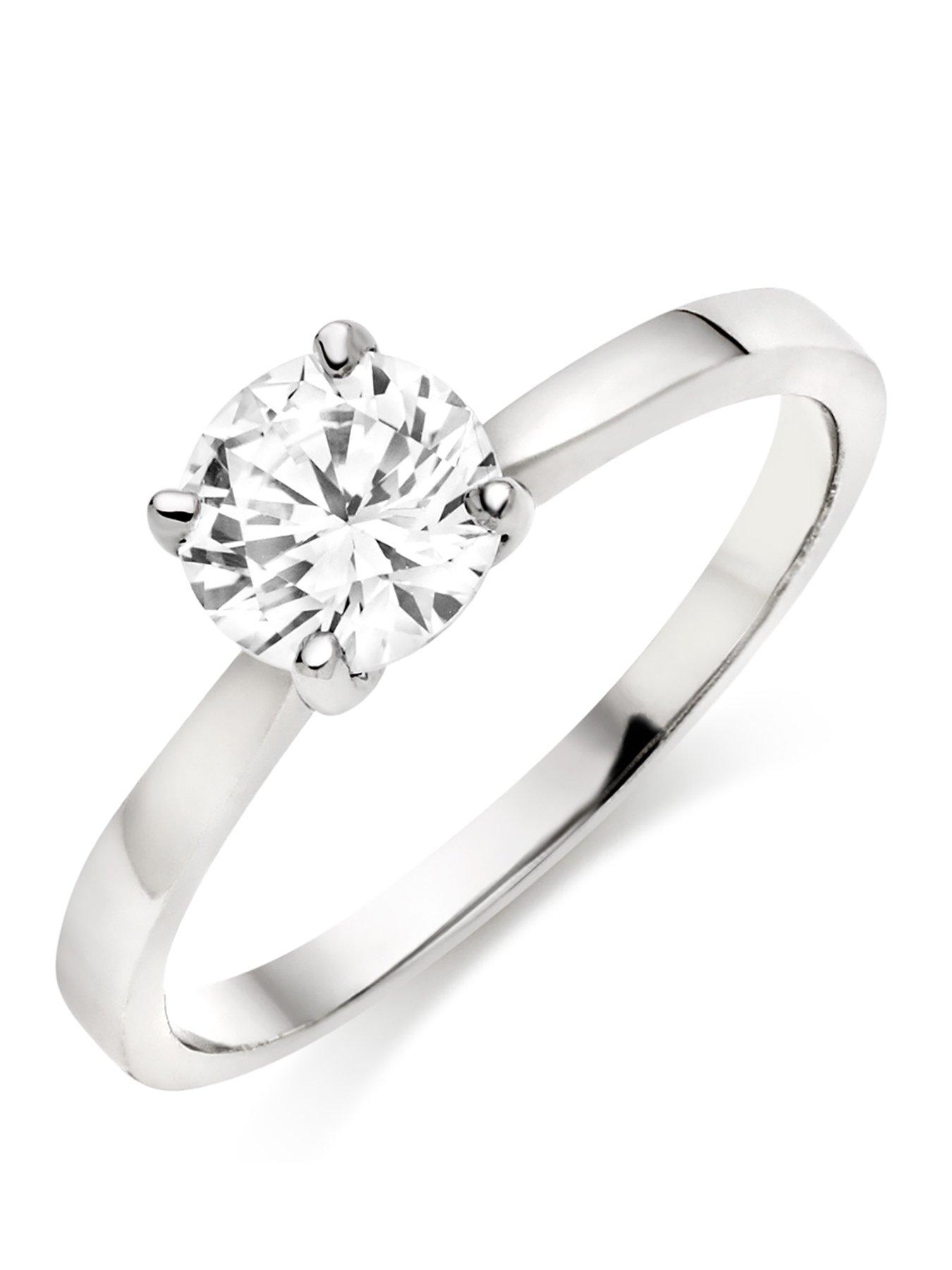 Beaverbrooks 9ct White Gold Cubic Zirconia Solitaire Ring