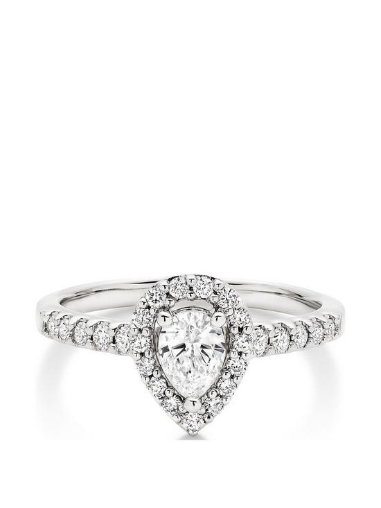 stillFront image of beaverbrooks-platinum-diamond-pear-shaped-halo-ring