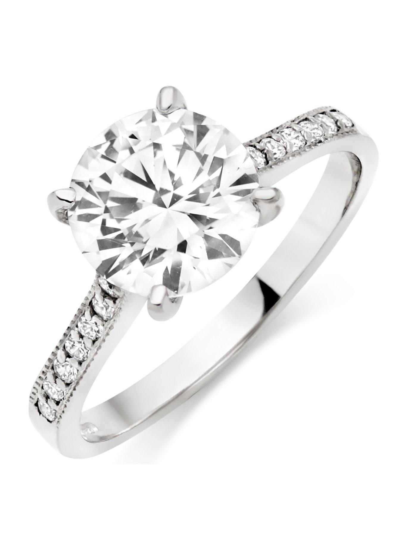 Beaverbrooks 9ct White Gold Cubic Zirconia Solitaire Ring