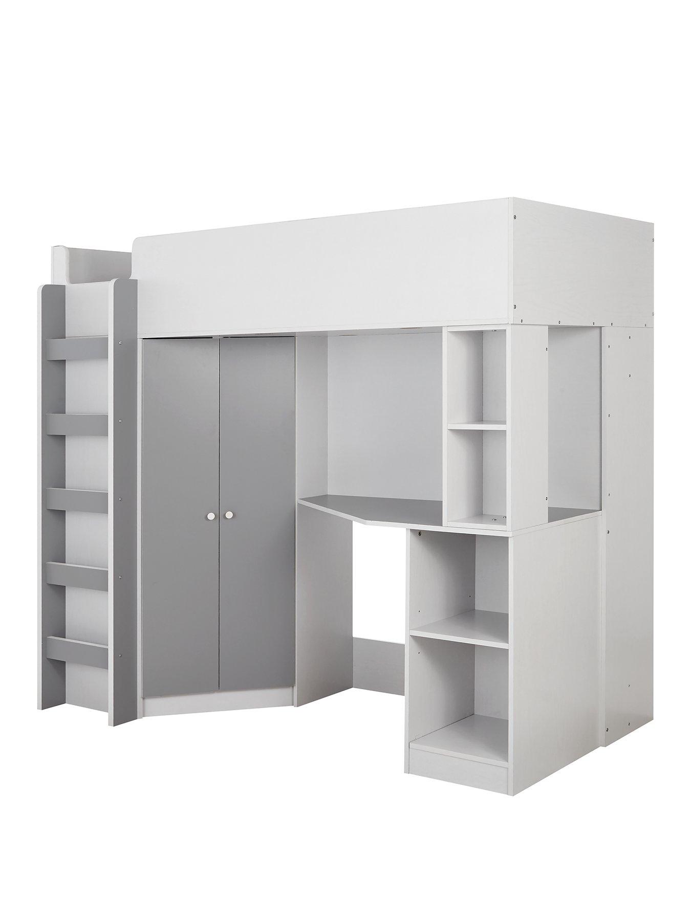 Miami Fresh High Sleeper Bed With Desk Wardrobe And Shelves