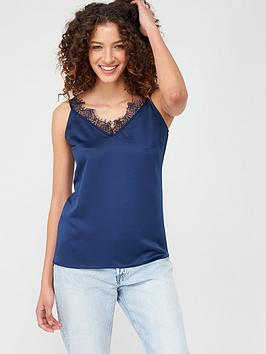 V by Very V By Very Lace Trim Cami - Blue Picture