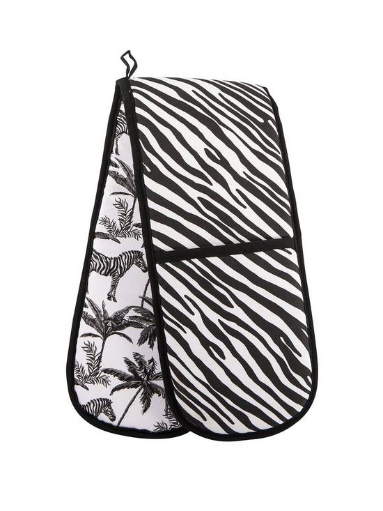 front image of summerhouse-by-navigate-madagascar-double-oven-glove-zebra