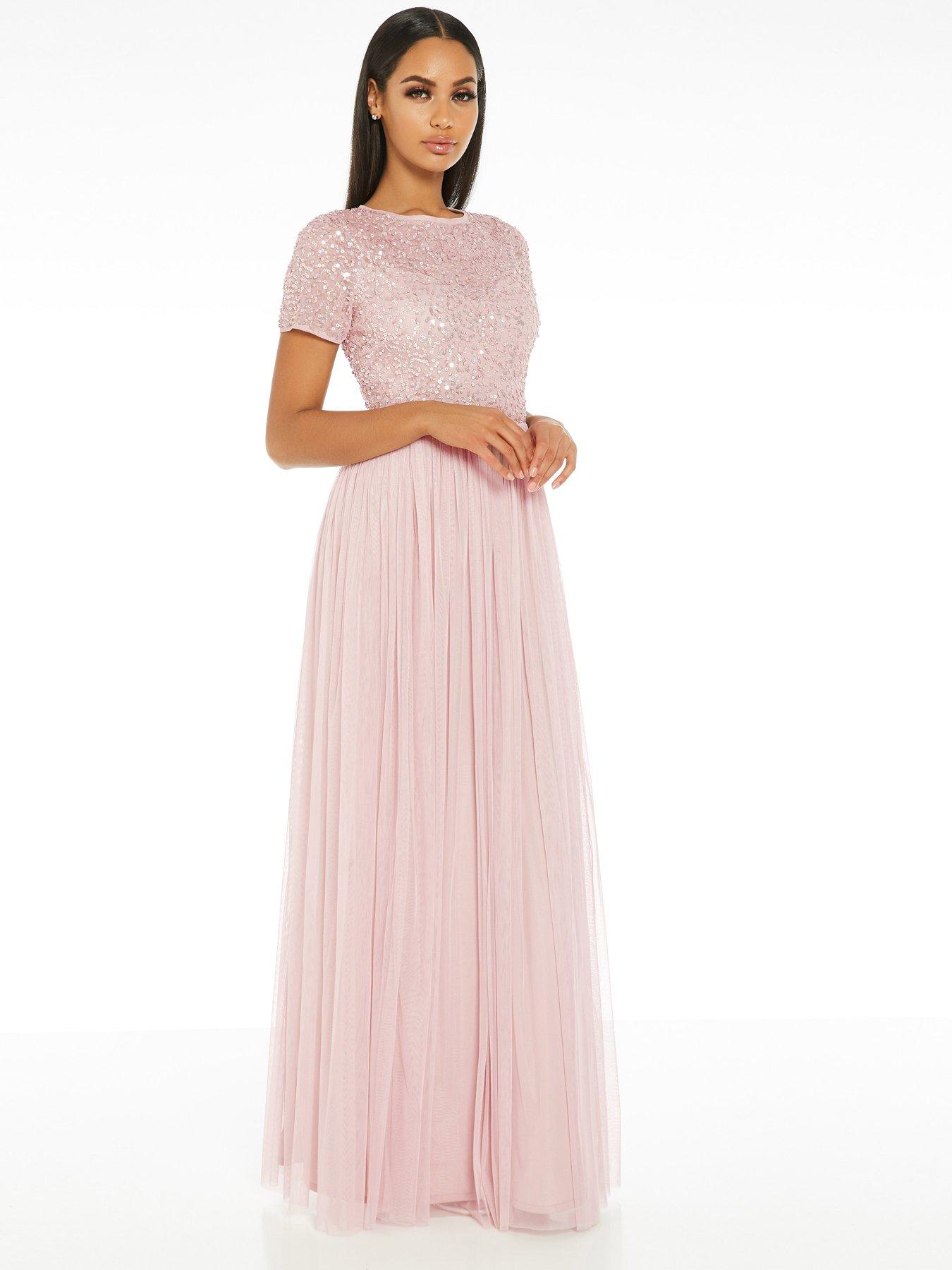 pink embellished bridesmaid dress