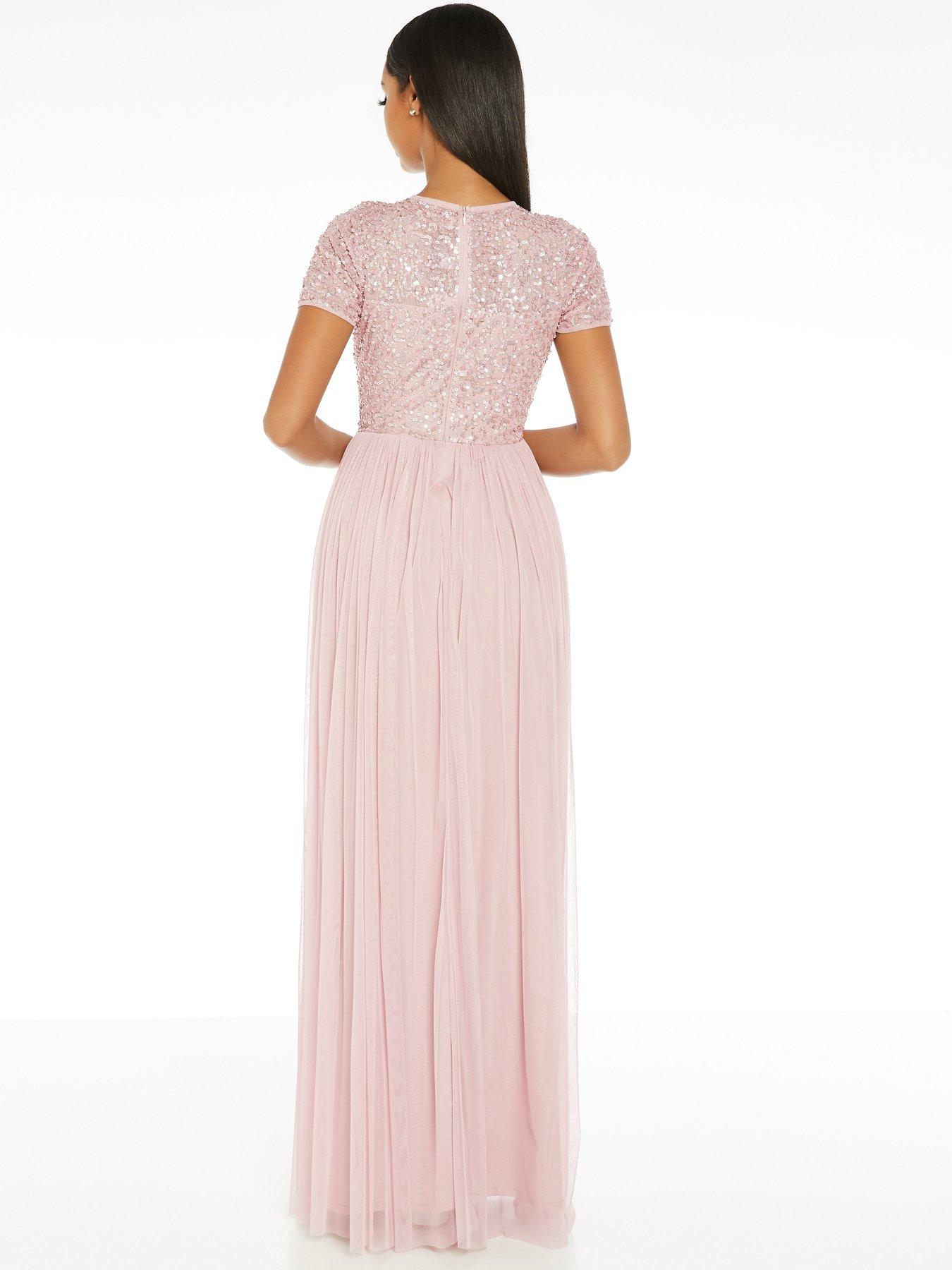 quiz pink embellished maxi dress