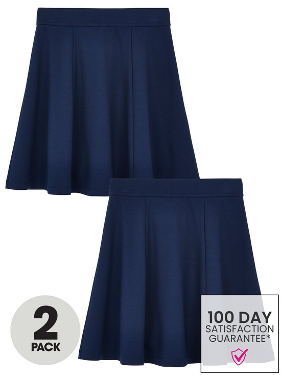 front image of v-by-very-girls-2-pack-jersey-school-skater-skirts-navy