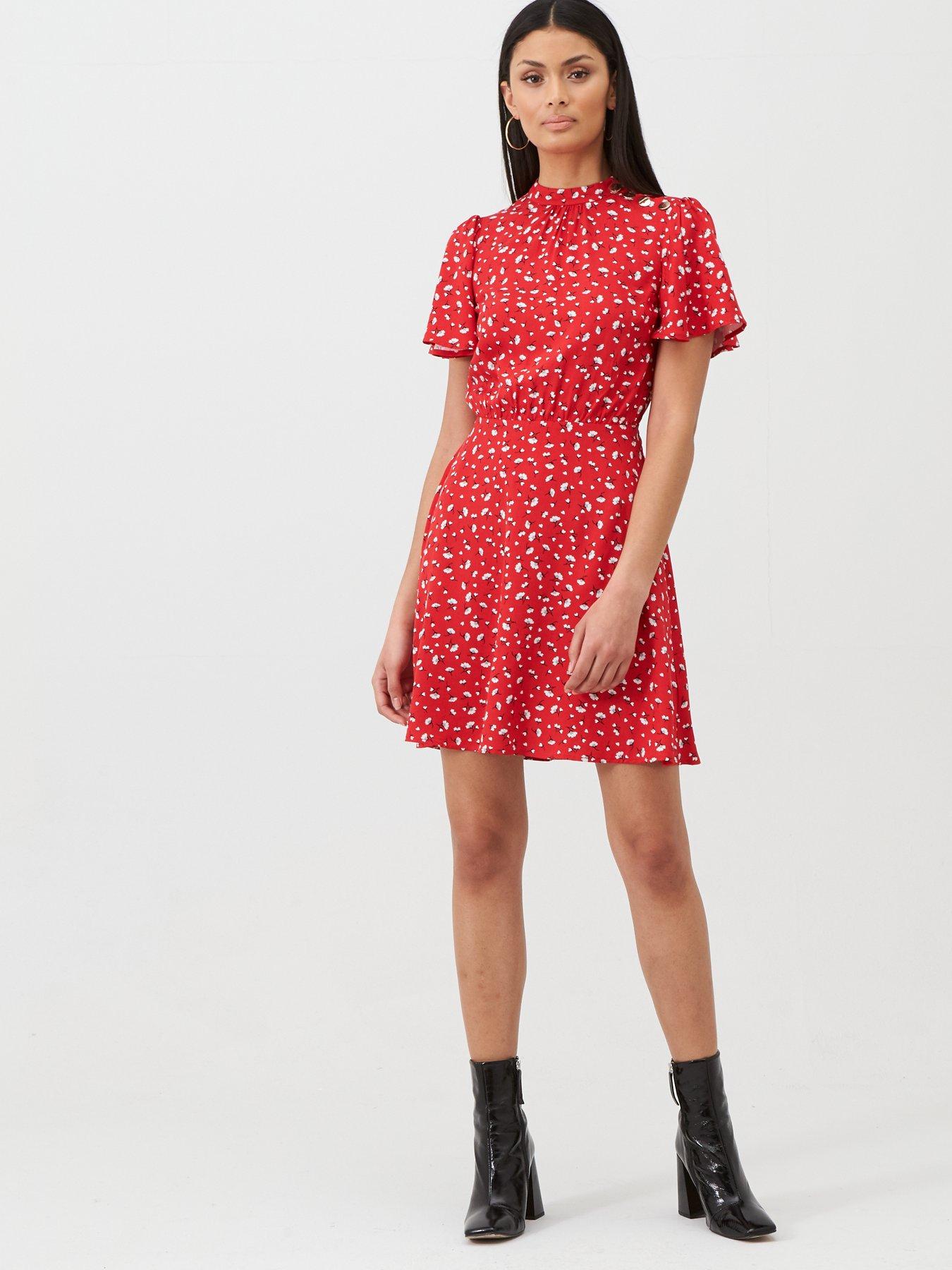 oasis red boat print skater dress