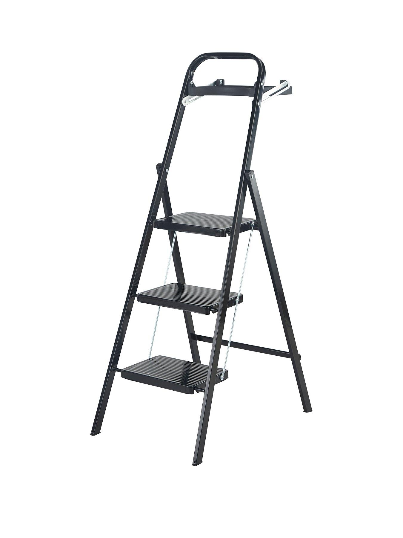 undefined 3 Tread Black Stepstool with Tool Tray