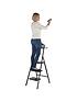  image of werner-3-tread-black-stepstool-with-tool-tray