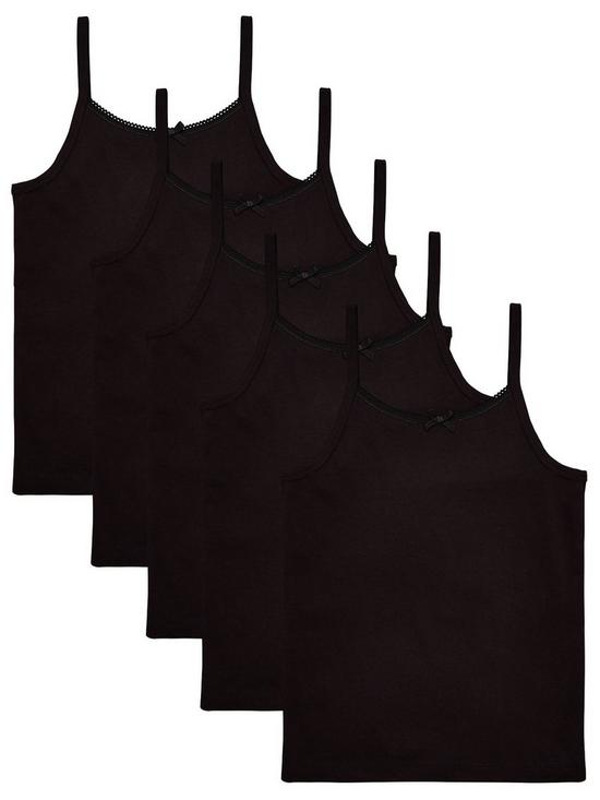 front image of v-by-very-girls-5-pack-strappy-school-vests-black