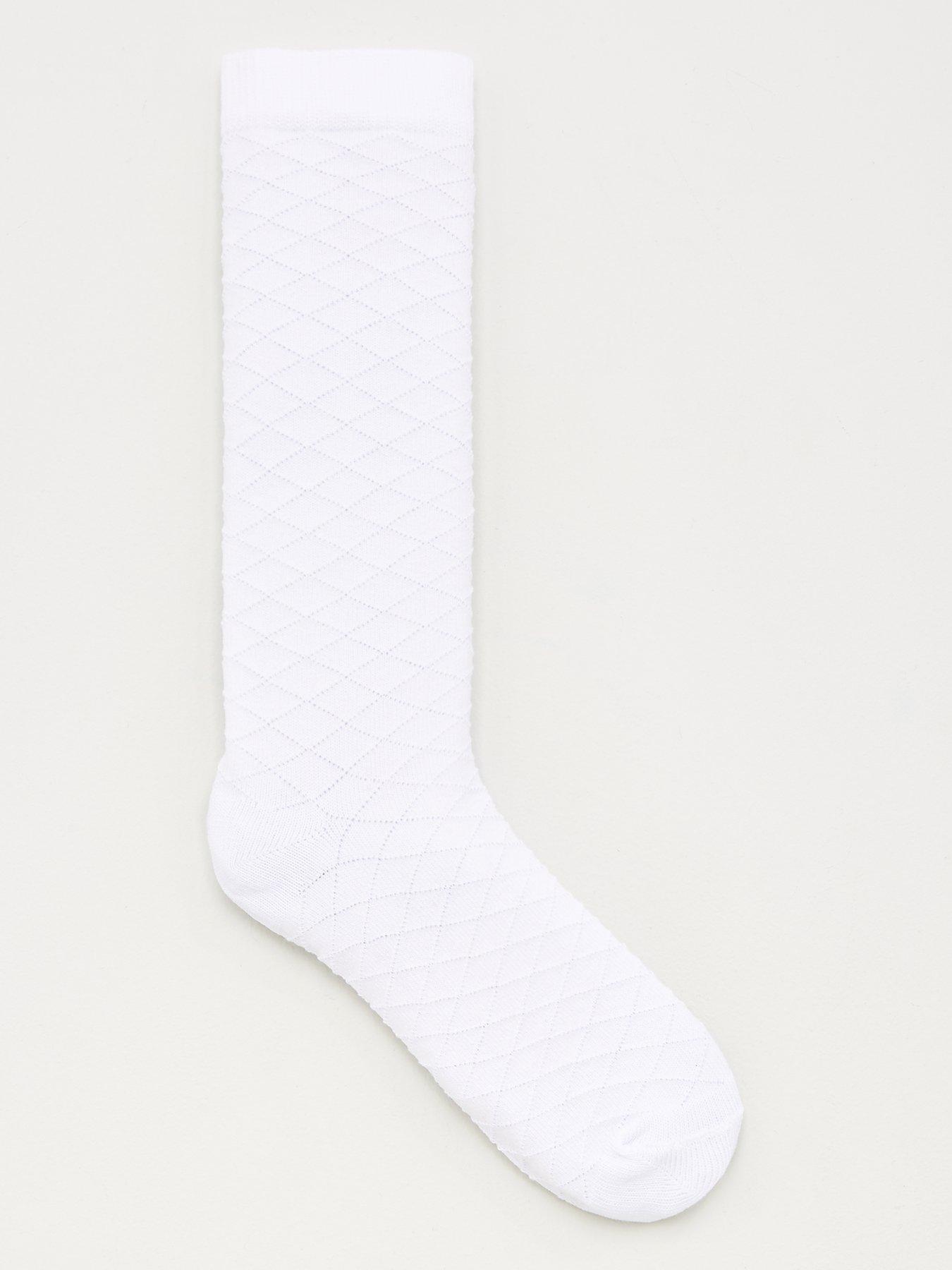 image of everyday-girls-5-pack-knee-lengthnbspdiamond-filet-stitch-school-socks-white
