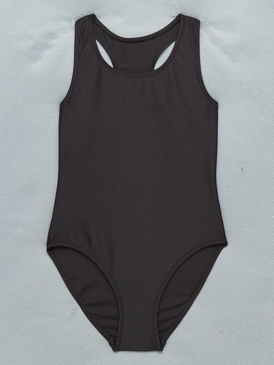 back image of v-by-very-girls-racer-back-school-swimsuit