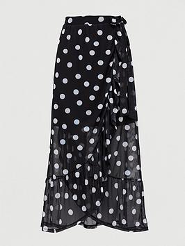 V by Very V By Very Mesh Wrap Midi Skirt - Polka Dot Picture