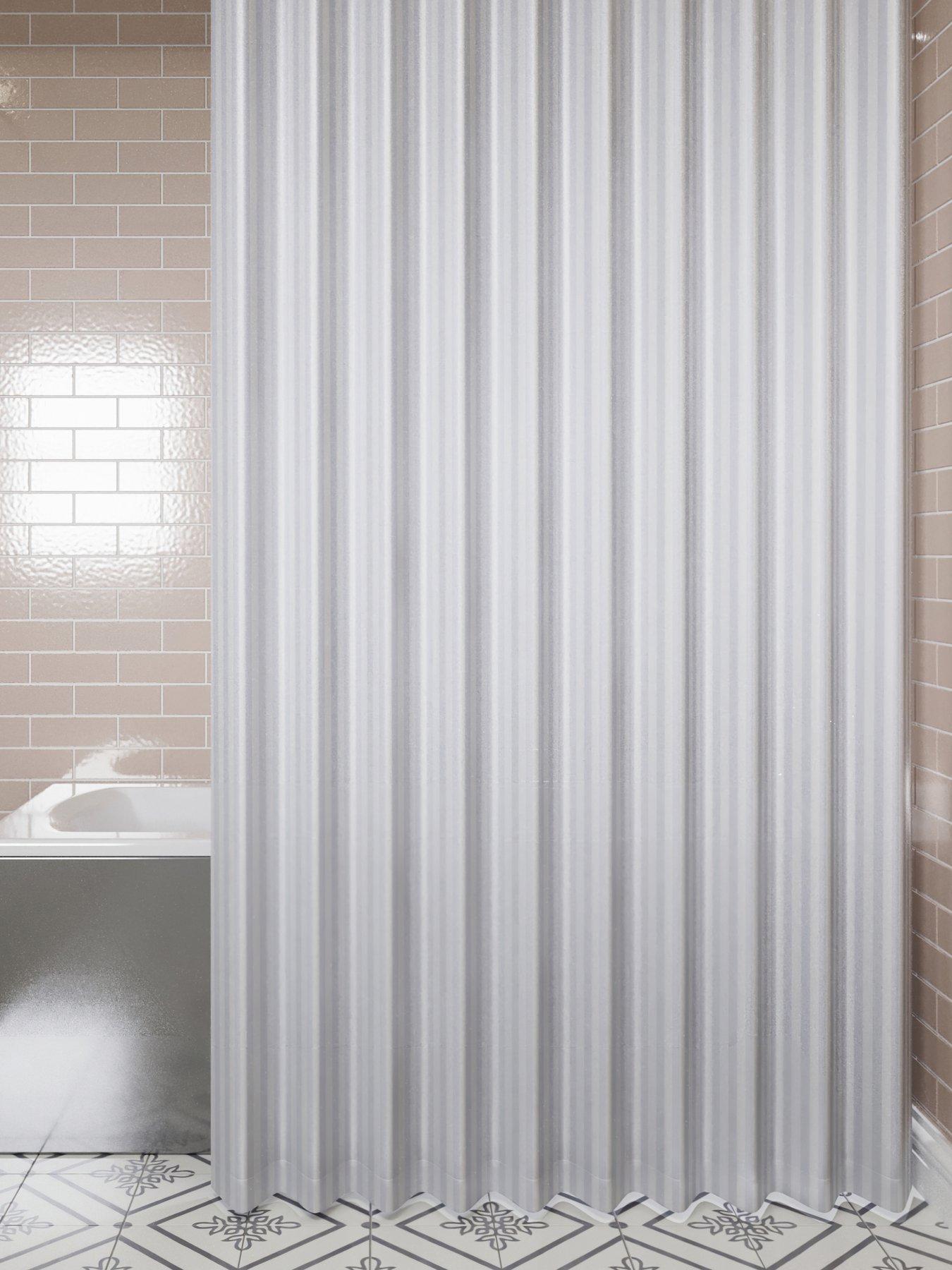 croydex-white-regency-stripe-hook-n-hang-shower-curtain