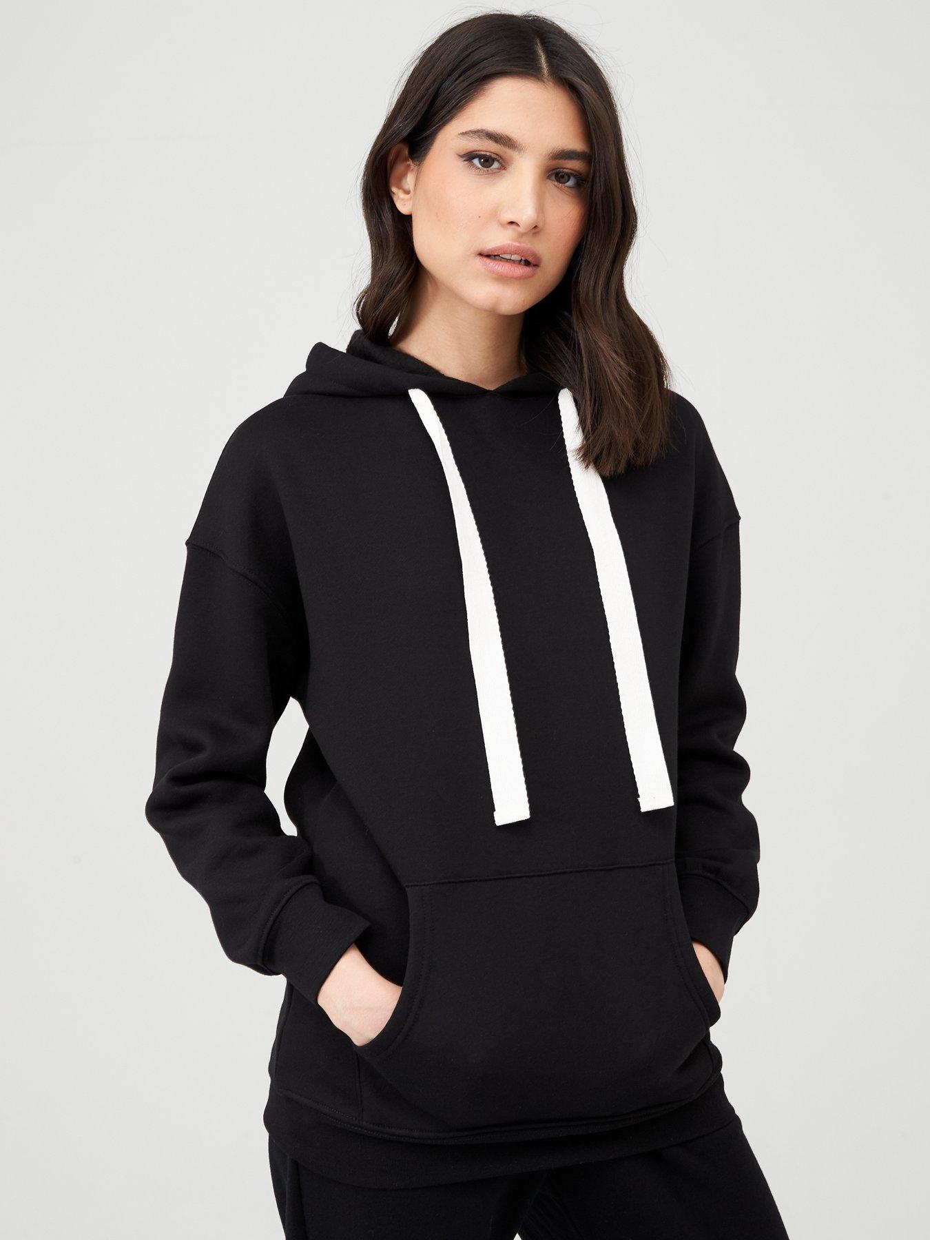 V by Very Oversized Longline Hoodie - Black | littlewoods.com