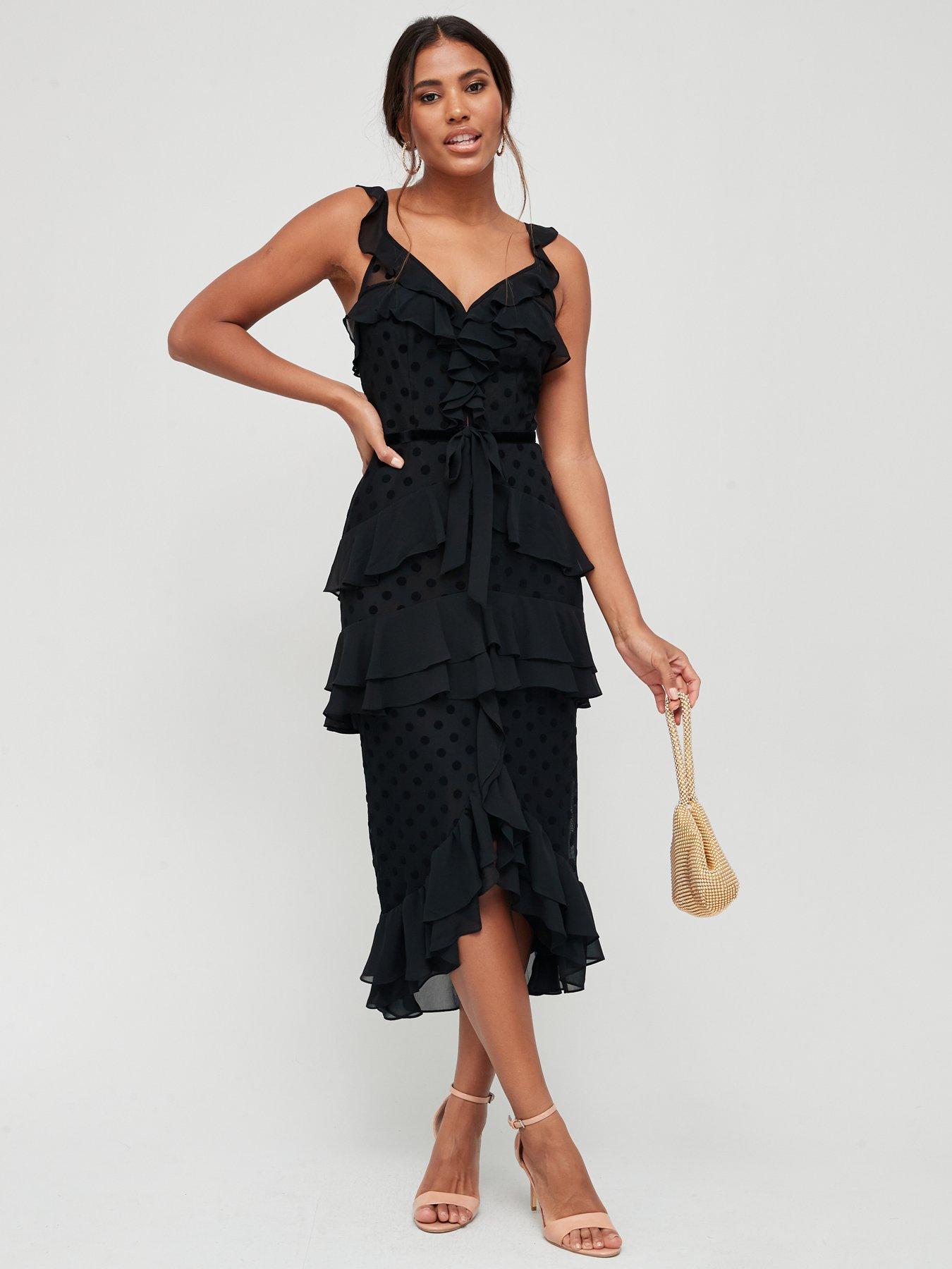 chiffon frill dress