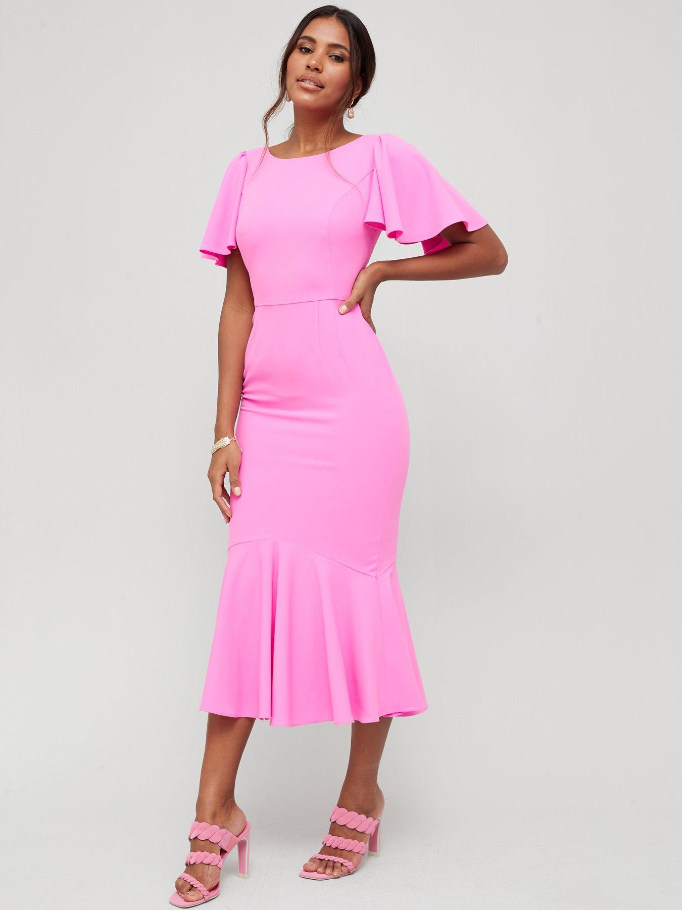 midi angel sleeve dress