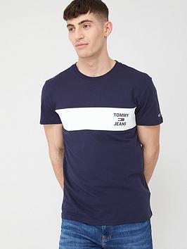 Tommy Jeans Tommy Jeans Chest Stripe Logo Short Sleeve T-Shirt - Twilight  ... Picture