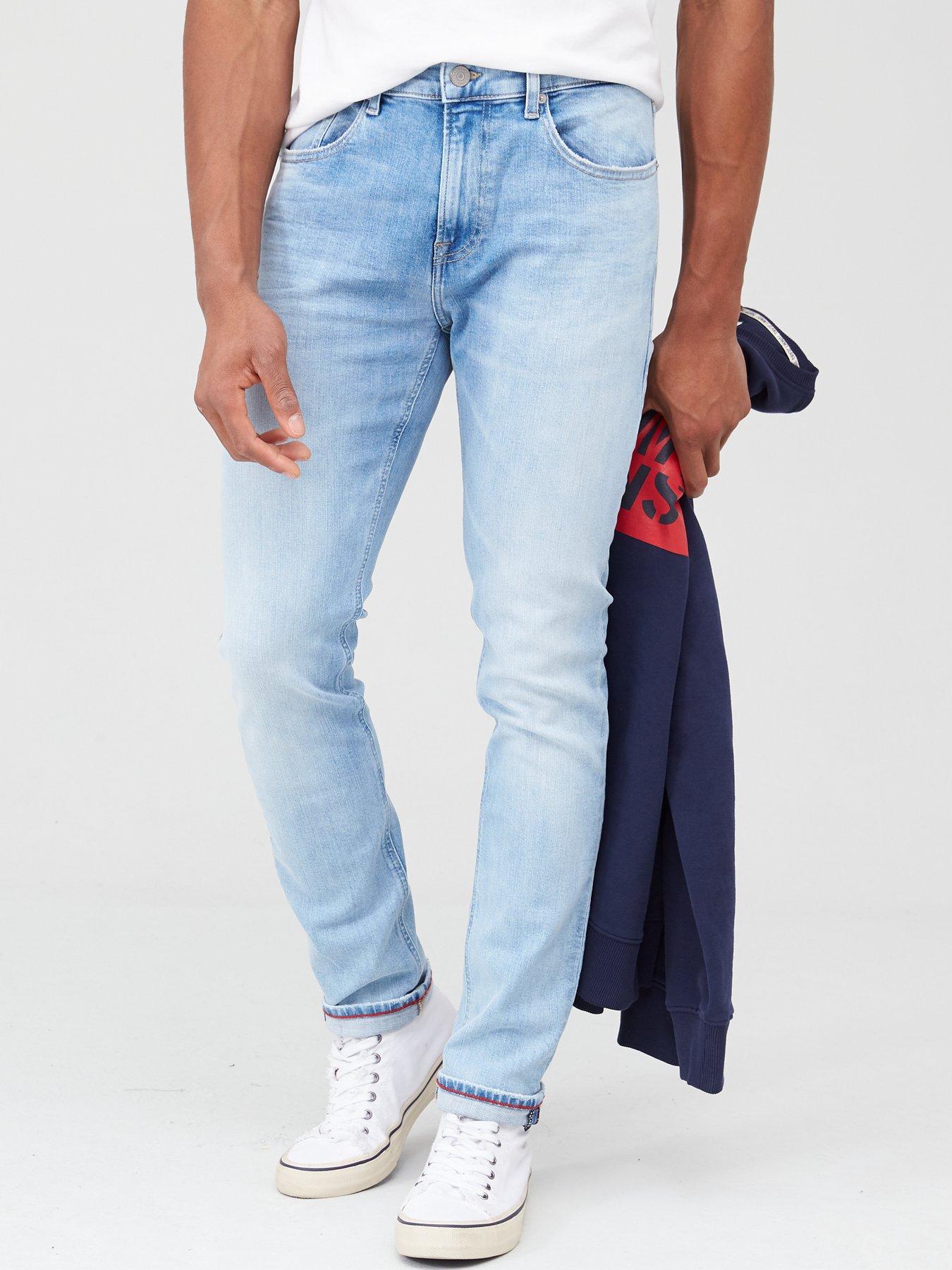 light blue tapered jeans mens
