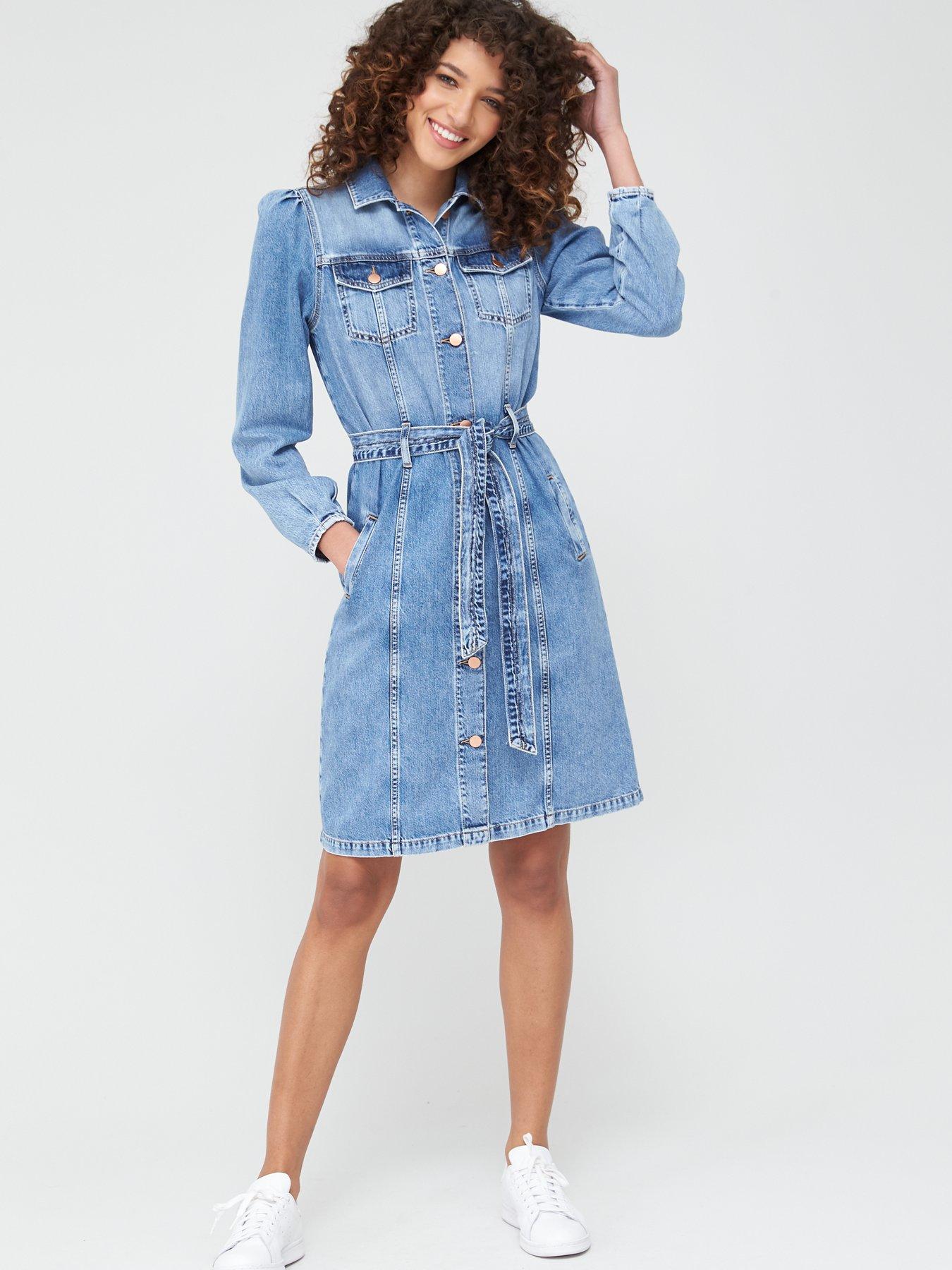 river island denim midi dress