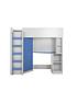  image of miami-fresh-high-sleeper-bed-with-desk-wardrobe-and-shelves-blue