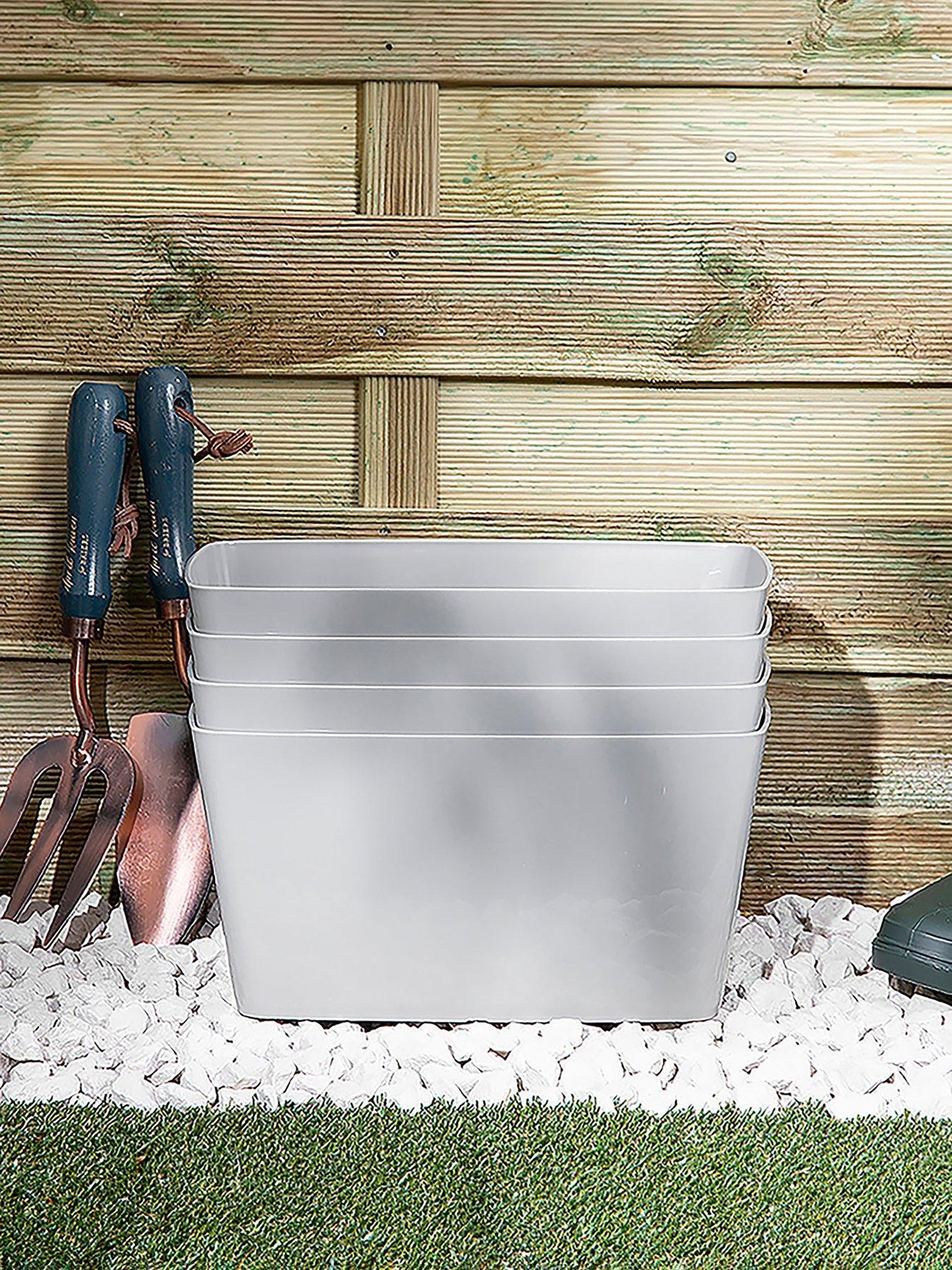 undefined Set of 4 Grey 30cm Rectangular Studio Planter Covers