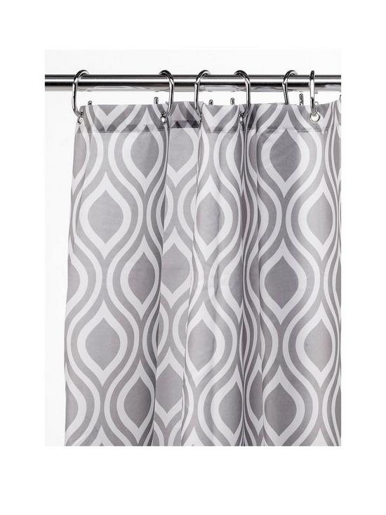 front image of croydex-grey-medallion-shower-curtain