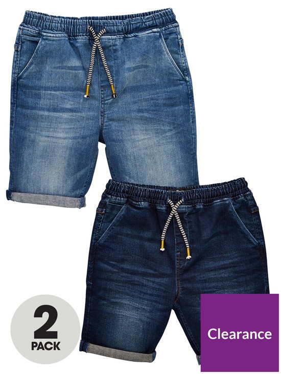 front image of v-by-very-boys-2-pack-pull-on-jogger-shorts-dark-wash-light-wash