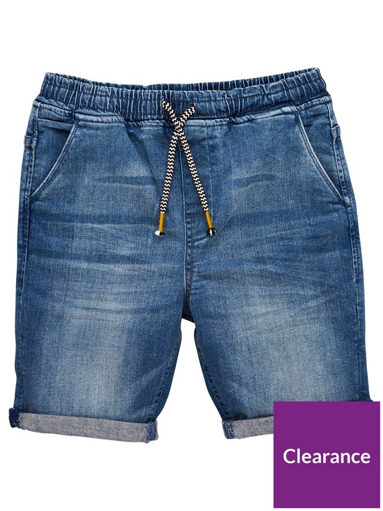 back image of v-by-very-boys-2-pack-pull-on-jogger-shorts-dark-wash-light-wash