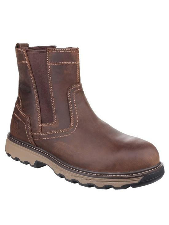 front image of cat-pelton-pull-on-boots-brown