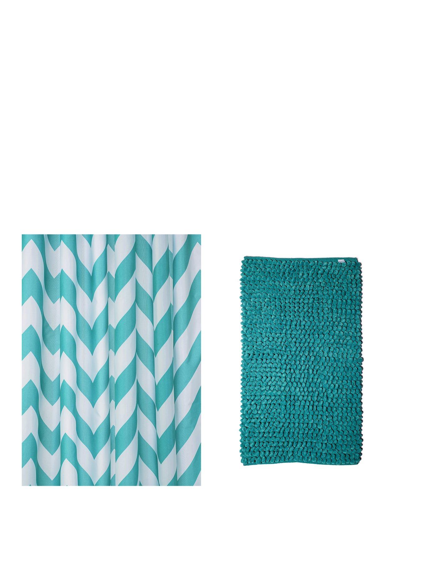 aqua chevron shower curtain