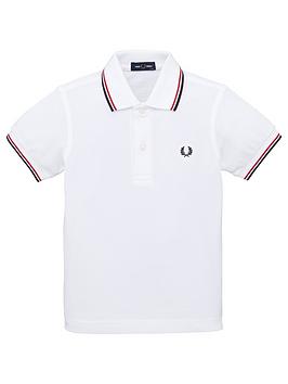 Fred Perry Fred Perry Boys Core Twin Tipped Short Sleeve Polo Shirt - White Picture