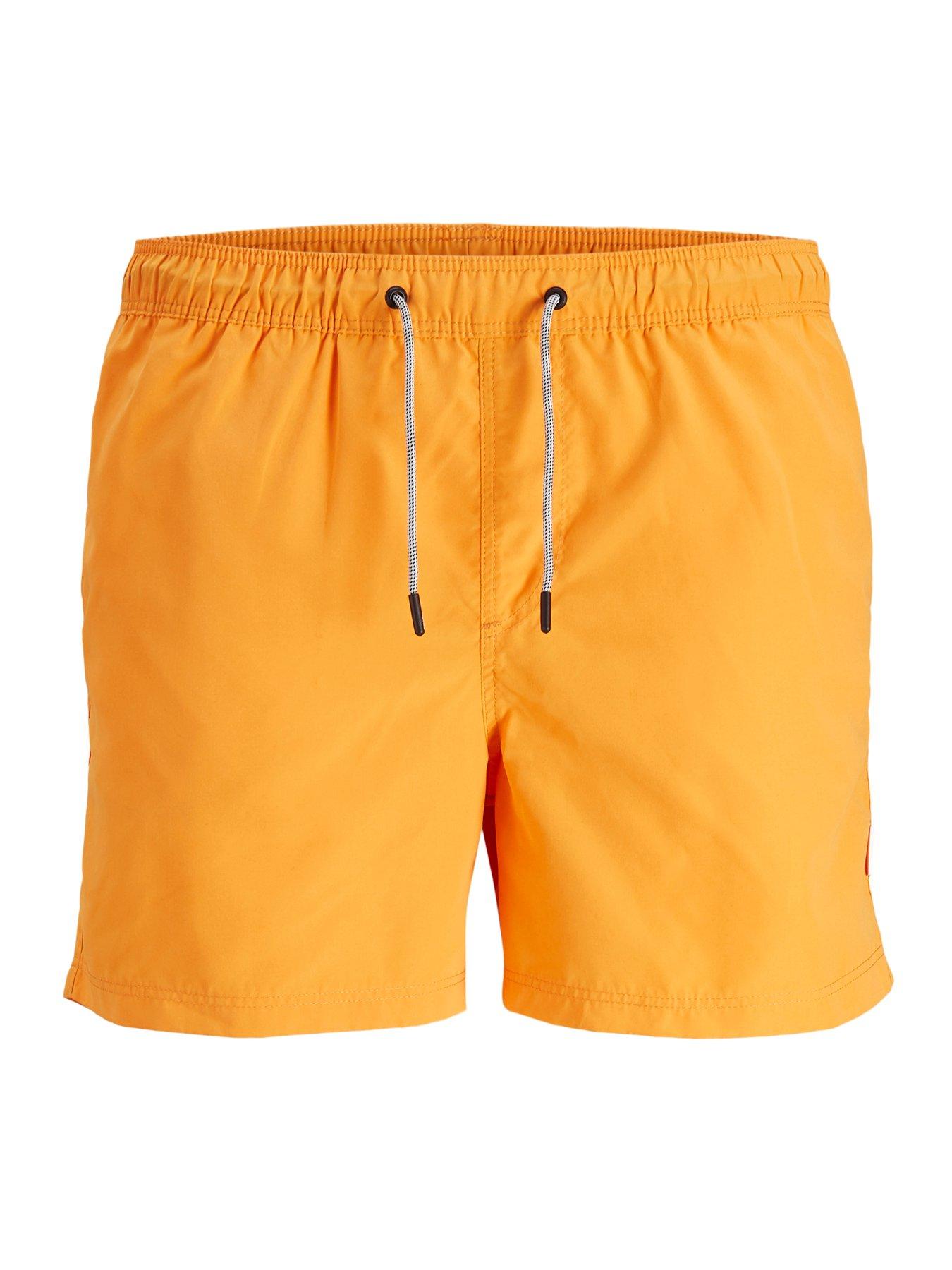 Train in Orange Pattern Mens Beach Shorts Drawstring Swimming Shorts