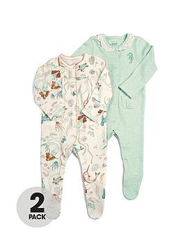 Mamas & Papas Mamas & Papas Baby Girls 2 Pack Mermaid Sleepsuits - Multi Picture