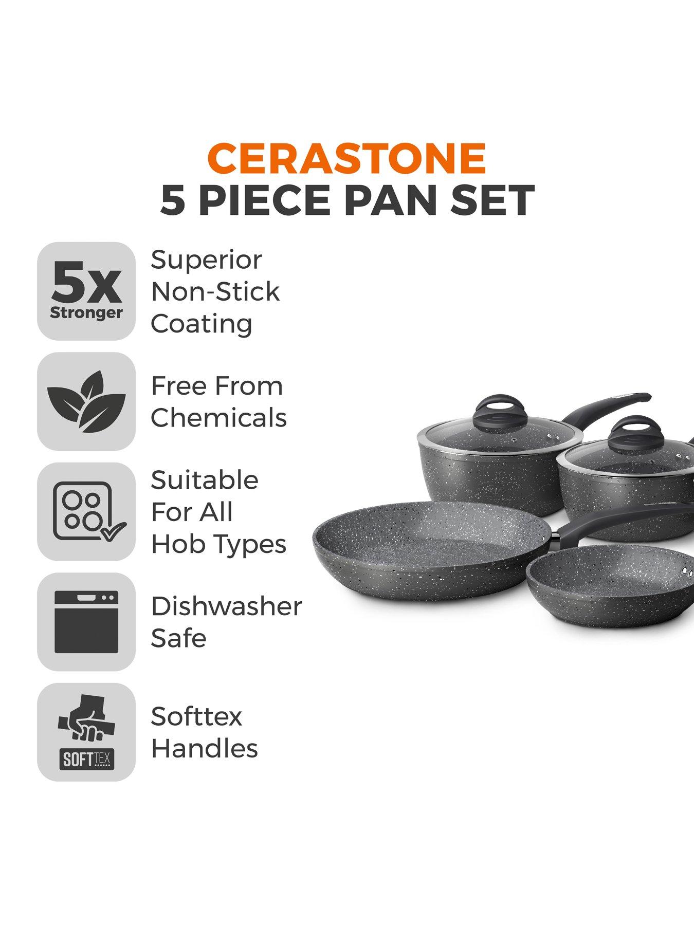 Tower Saucepan Set, Cerastone, Forged Aluminium with Easy Clean Non-Stick  Ceramic Coating, Graphite, 3 Piece