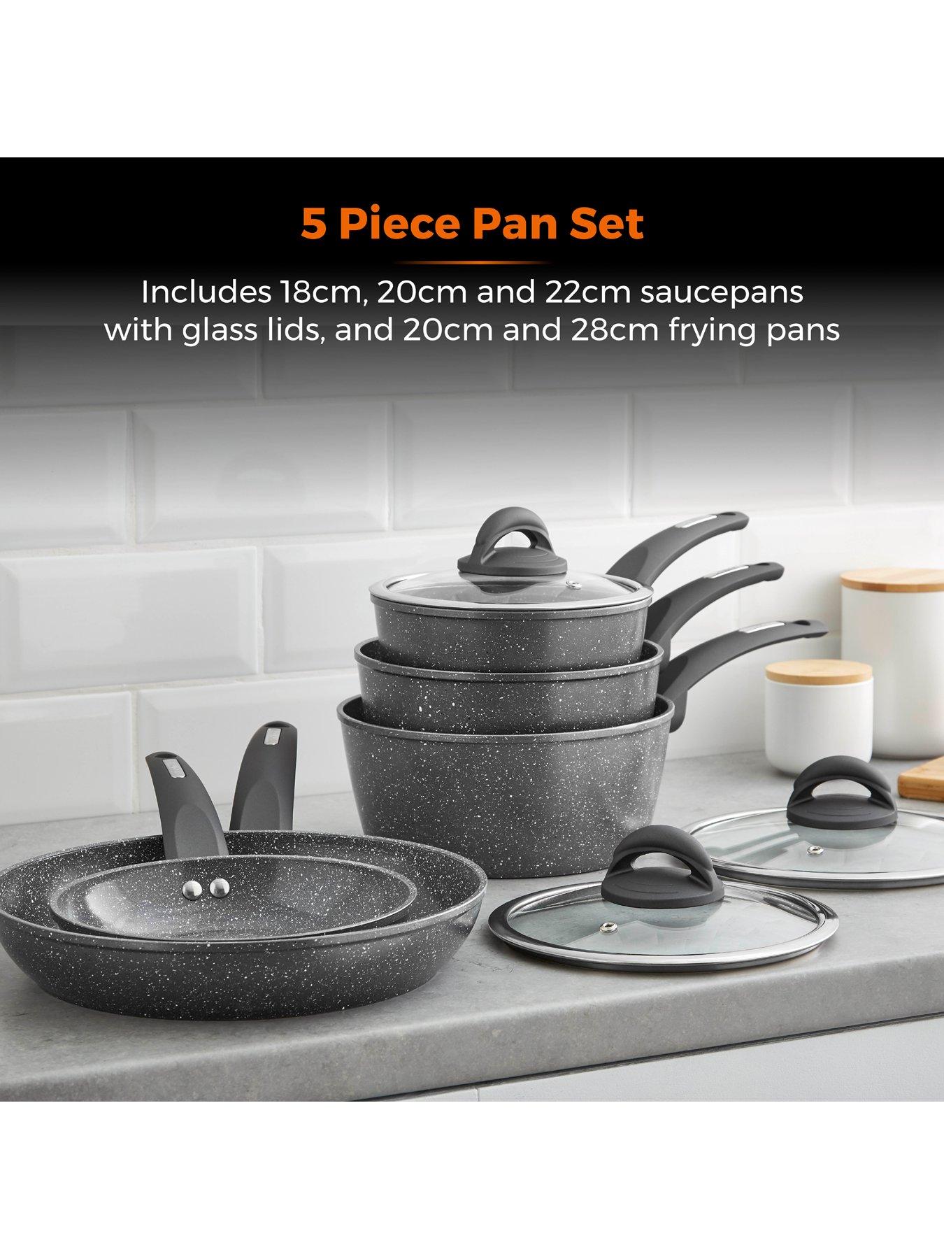 Tower Saucepan Set, Cerastone, Forged Aluminium with Easy Clean Non-Stick  Ceramic Coating, Graphite, 3 Piece