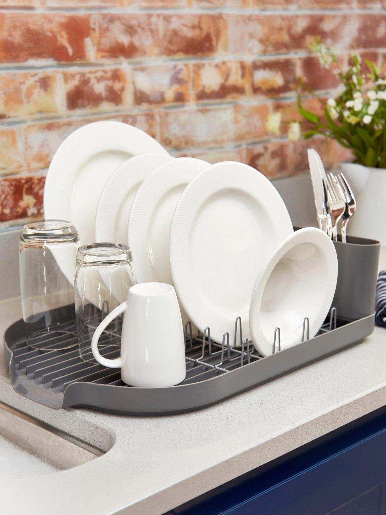 front image of tower-compact-dish-rack-with-cutlery-holder