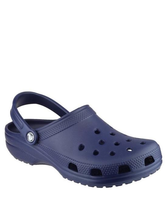 front image of crocs-classic-clogs-navy