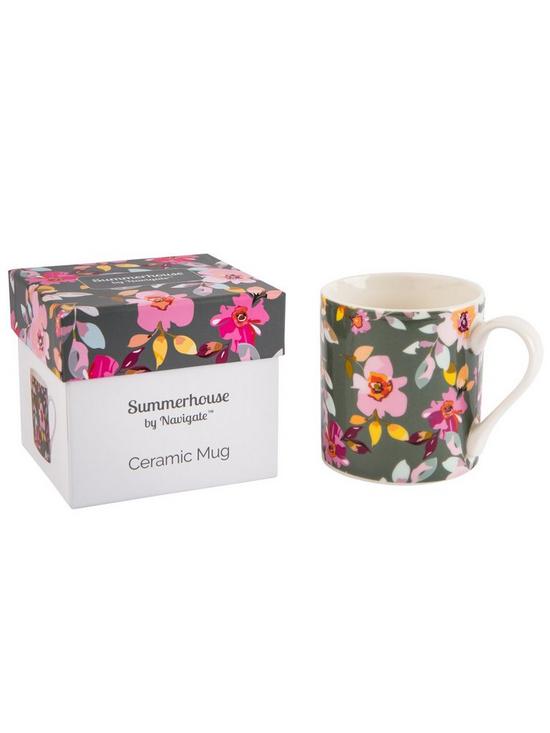 stillFront image of summerhouse-by-navigate-gardenia-gift-boxed-grey-floral-mug