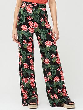 V by Very V By Very Wide Leg Jersey Trouser - Black Print Picture