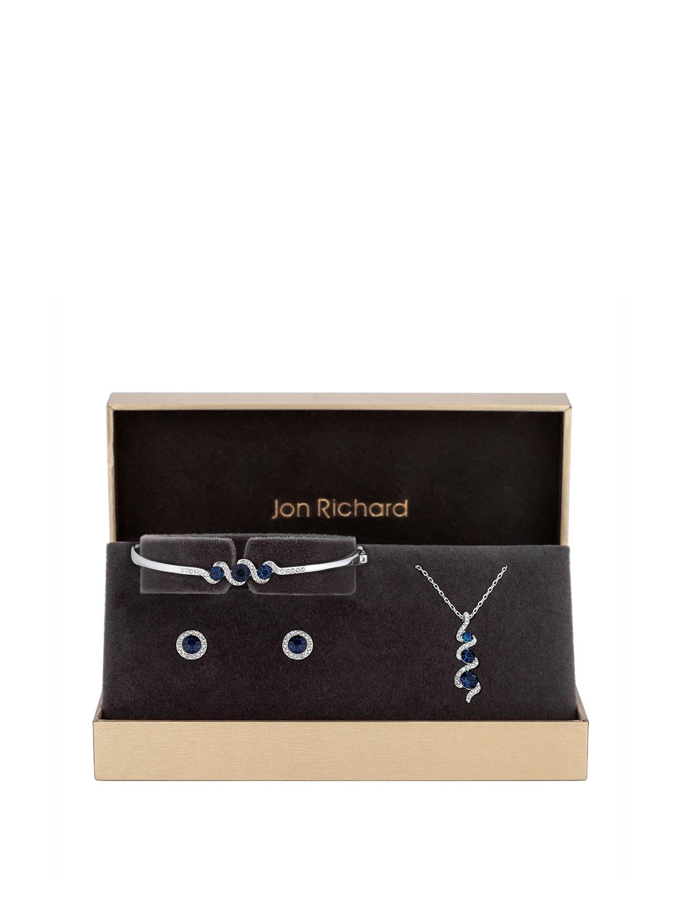 undefined Sapphire And Crystal Twist Drop Jewellery Set