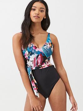 Pour Moi Pour Moi Orchid Luxe Wrap Belted Control Swimsuit - Multi Picture