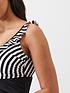  image of pour-moi-capri-stripe-frill-hidden-underwired-swimsuit-blackwhite