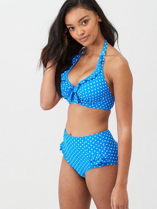 front image of pour-moi-hot-spots-high-waisted-control-briefs-blue