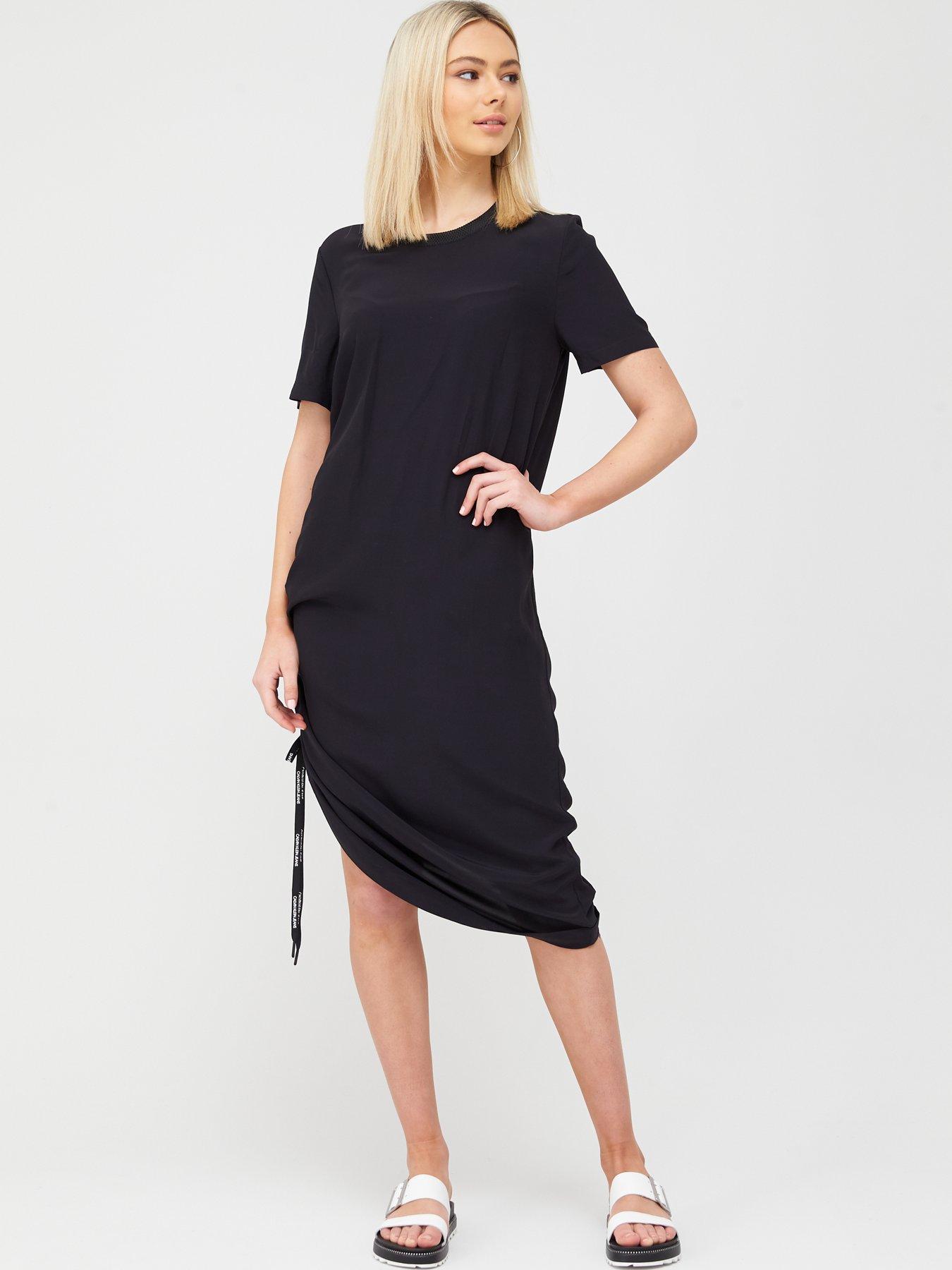 calvin klein black short sleeve dress