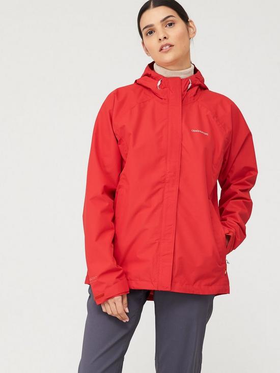 front image of craghoppers-orion-waterproof-jacket-red