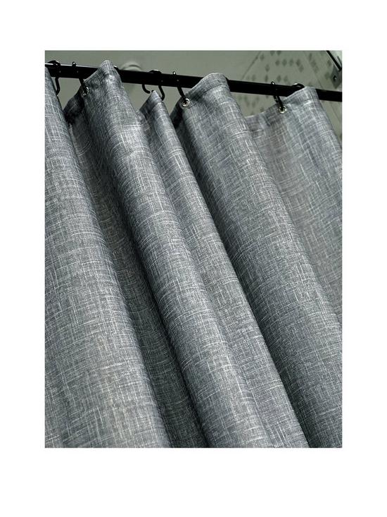 front image of aqualona-grey-slub-shower-curtain
