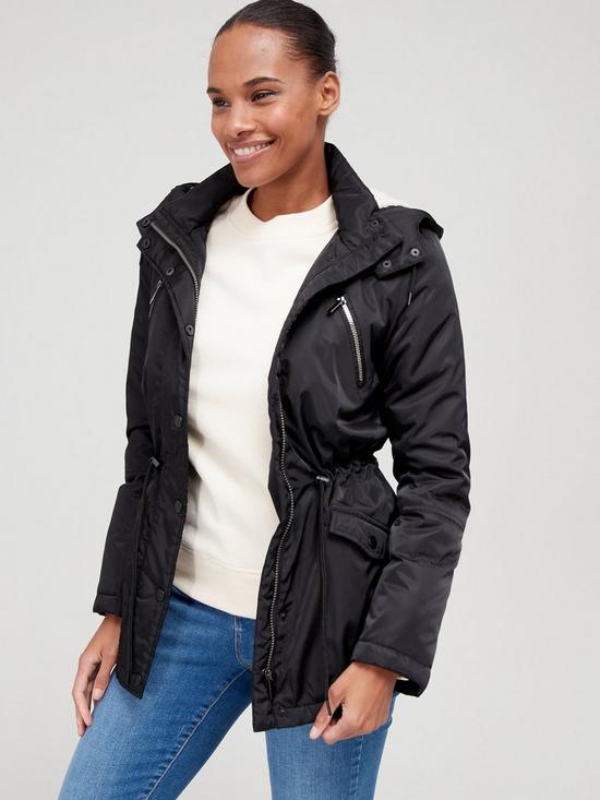 front image of v-by-very-fleece-lined-windcheater-jacket-black
