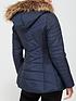  image of v-by-very-valuenbspshort-faux-fur-trim-padded-coat-navy