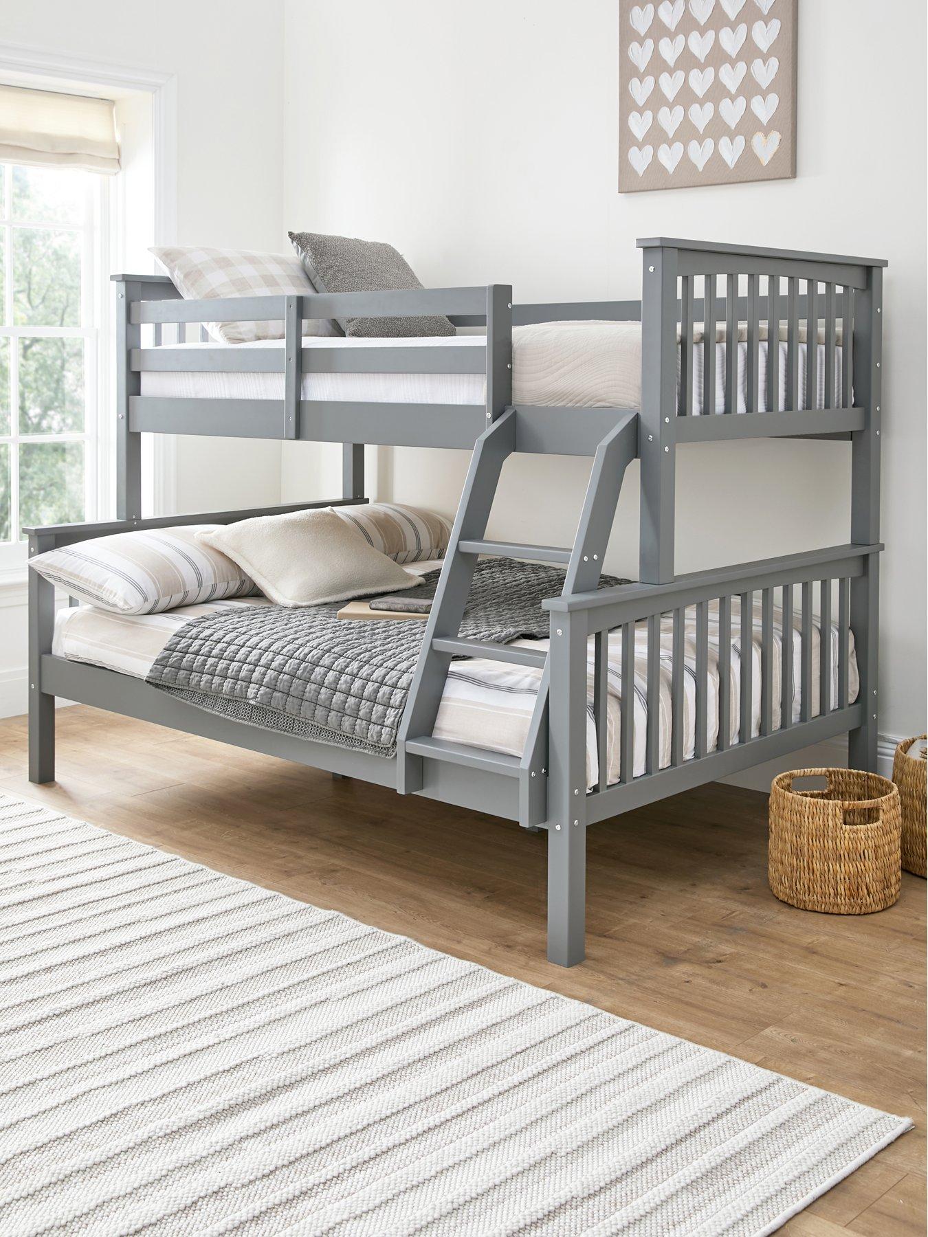 The Very Collection Novara Detachable Trio Bunk Bed with Mattress Options (Buy  &  SAVE!) – Grey