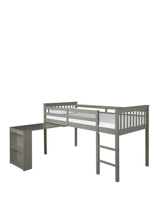front image of novara-mid-sleeper-with-pull-out-desk-grey